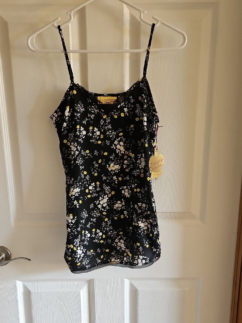 Vera Wang Black Floral Lace-Trim Spaghetti Strap Cami